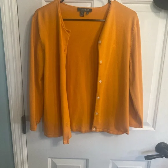 Ralph Lauren mustard yellow Cardigan Sweater - Picture 2 of 5